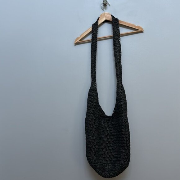 Aritzia Main Character Black Woven Hobo Paper Handbag - Picture 3 of 10